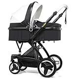 Gute Qualität Kinderwagen Buggys High Landscape Kinderwagen Korb kann sitzen Liegenden Falten Zwei-Wege-Schock Neugeborenen Kinderwagen Baby Standardkinderwagen (Color : Black)