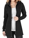Kidsform Winterjacke Damen Sweatjacke Hoodie Langarm Pullover Kapuzenpulli Outwear Jacken Sweatshirt Kapuzenjacke Herbst A-Schwarz XXL