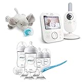 Philips AVENT SCD843/26 Video-Babyphone Geschenk - Set mit Natural Flaschen - Set für Neugeborene & S