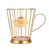 YGLONG Kapselständer Universal Coffee Capsule Aufbewahrungskorb Kaffeetasse Korb Vintage Kaffee Pod Organizer Holder Schwarz for Home Cafe Hotel (Color : Golden S)