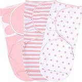 Pucksack Baby, Wickeltuch für Säuglinge (0-3 Monate), verstellbares Wickeldecke für Neugeborene, 3er-Pack Pucktuch, 100% Bio-Baumwolle Swaddle Deck