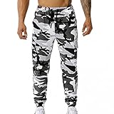 BIBOKAOKE Herren Freizeithose Camouflage Sporthose Fitnesshose: Leicht Outdoor Trekkinghose Jogginghose Casual Loose Trainingshose Elastic Waist Laufhose Lang Heimhose Sweatpants W