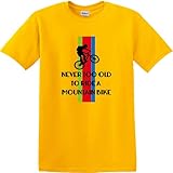 Hobby and Handmade - CY012 Never Too Old To Ride A Mountainbike T-Shirt, gelb, L