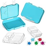 My Vesperbox – Bento Box Kinder - Lunchbox mit 4+2 Fächern - extrem robust und auslaufsicher – Brotdose – Brotbox ideal für Kindergarten und Schule (Blau-Weiß)