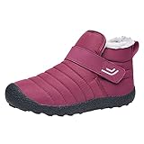 Xmiral Damen Schneestiefel Outdoor Sportschuhe Bergsteigen Plüschfutter Warme Klett Schneestiefel (Rot, 37)
