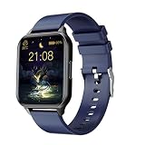 YCZHD Smart Watch, wasserdichter 1,7-Zoll-HD-Touchscreen integrierter Fitness-Tracker mit Wettervorhersage Kalorien Schrittzähler Fitness-Uhr Bluetooth-Anrufe tätigen und empfangen(Color:Blau)