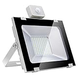 2er 100W LED Strahler mit Bewegungsmelder, 8000LM Superhell Außenstrahler LED Fluter 3200K Warmweiß, IP65 wasserdicht Flutlichtstrahler Scheinwerfer Licht Wandleuchte Sensorleuchten Garten Garag