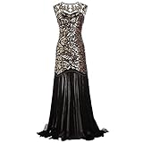 Tyfiner Elegante Vintage Lange Retro Mesh Chiffon Pailletten Party Abendkleider Ärmelloses Ballkleid Taillenkleid Retro Ballkleid Hochzeitskleid,Gold,XL