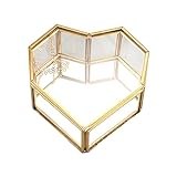 SHENG Flip Love Heart Geometrische Glas Schmuckkasten Glas Ringkasten Exquisite Hochzeit Schmuck Box Ring Fit for Hochzeit Decorati (Color : Gold)