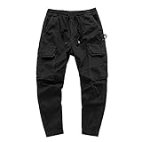 Cargohose für Herren Lose, großformatige, einfarbige Fußhose mit Mehreren Taschen für Reisen, Wandern, Camping, Outdoor 36