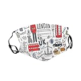 2PC Windproof mask aldult Multifunction I Love London Double Decker Bus Telephone Booth Cab Crown Of United Kingdom Big B