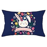 Dekorativ Kissenbezug 50x80cm/20x32in weißer Hase 1er Set Kissenbezüge Segeltuch Sofakissen Bezug Dekokissen,mit Unsichtbarem Reißverschluss,für Sofa Auto Schlafzimmer Zuhause Zierkissenbezüge A818