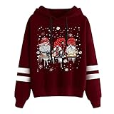 Zilosconcy Weihnachtspullover Damen Weihnachtspulli Casual Hoodie Mit Weihnachtsdruck Strickpullover Lang Baumwolle Ugly Christmas Sw