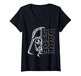 Damen Star Wars Darth Vader Half Dark Side Outline T-Shirt mit V