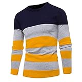 Loeay Herren Pullover Frühling und Herbst europäische und amerikanische Colorblock Stripes hübsche lässige Herrenstrickwaren M