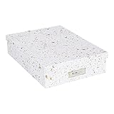 BIGSO BOX OF SWEDEN Dokumentenbox für A4 Papier, Broschüren usw. – Schreibtischablage mit Deckel und Griff – Aufbewahrungsbox aus Faserplatte und Papier – Gold gesprenk