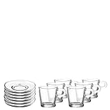 Leonardo Loop Espresso-Tasse und Unterteller, spülmaschinengeeignete Espresso-Gläser mit Untertassen, 12er Set, 75 ml, 032832