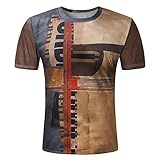 Bluse Herren Top Shirt Slim Frühling 3D Sommer T Printed Casual Kurzarm Herren Bluse Männer Tops, khaki, L