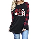 Valentinstag Shirt Langarm Rundhals Bluse Tops Lieben Herz Pullover Casual Pullover Tunika Sexy Hemden T-Shirts Oversized Pulli Basic-Oberteile Langarmshirt Blusen für F