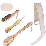 feihao Luffaschwamm Rückenschrubber, Luffa Gurke Schwamm,mit Badeschwamm Natur & Rücken Gurt,Badebürste Naturborsten für Duschen, Massage, Körperpflege (5 Stück）