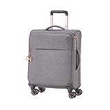 TITAN 4-Rad Weichgepäck Koffer Handgepäck, TSA Schloss + Aufsteckfunktion, Gepäck Serie BARBARA: Exklusiver Trolley im eleganten Look, 383406-04, S (55 cm), 37 Liter, grey (grau)