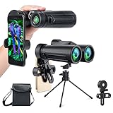 POHHD Fernglas 12x50 HD Ferngläser Erwachsene Kinder Original mit Smartphone Halter und drehbarem Stativ, Wasserdichtes Fernrohr für Vogelbeobachtung, Konzert, Camping, Reisen, Jagen, Ballsp
