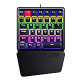 GJHK USB-Multimedia-Einhand-Tastatur, RGB-Hintergrundbeleuchtung tragbar, 36-Key-Linkshänder-Mini-Mobile-Spiel Externe Gaming-T