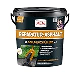 MEM Reparatur Asphalt zur Beseitigung von Fahrbahnschäden, Gebrauchsfertig, Einfach zu verarbeiten, Recyclebar, 10 kg, Schw