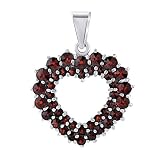 SILVEGO Damen Anhänger aus 925 Sterling Silber mit echtem Granat H