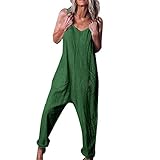 TIMEMEAN Jumpsuit Damen Grosse Grössen Beiläufig Ärmellos Feste Lose Riemen Weste Spielanzug O