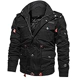 Herren Biker Jacken üBergangsjacke Sweatshirt Innenfleece Jacket Fleecejacke Männer Lederjacke Herbst Outdoorjacke mit Stehkragen Faux Lederjacke Herren mit Kordelzug Armeegrün/Schwarz/Khaki M-4XL