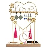 OMYLFQ Schmuckständer Schmuck Organizer Stand-Display-Ohrring-Standhalter Halskette Organizer-Metallholz Schmuck Rack for Ringe Armbänder Uhren-Arbeitsplatte Schmuckständer Schmuck