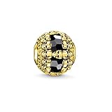 Thomas Sabo Damen Herren-Bead Totenkopf Karma Beads 925 Sterling Silber 750 gelbgold vergoldet schwarz K0240-177-11