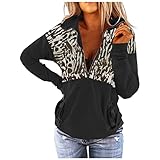 Overdose Damen Langarmshirt Mode T-Shirts V-Ausschnitt Loose Sweatshirts Blusen Tops Sportswear Drucken Oberteile Hemd Casual Tee Pullover Tunika Reiß