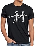 A.N.T. Bebop Fiction Herren T-Shirt Swordfish Anime Mono Racer Cowboy, Größe:M, Farbe:Schw