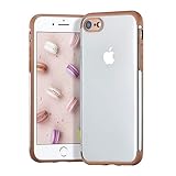 EYZUTAK Ultra Schlank TPU Stoßfest Hülle für iPhone 7 iPhone 8 iPhone SE 2020, Softschale Silikon weich Transparent Handyhülle Anti-Fingerabdruck Shock Bumper Case Modekantenfärbung Cover - Roség