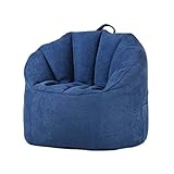 BeanBag Sessel, Ergonomisch Lazy Bag für Kinder und Erwachsene Riesensitzsack aus Baumwolle doppelt vernäht, waschbar Abnehmbarer Bezug,Blau,E