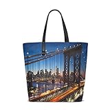 Sonnenuntergang New York Cityscape Manhattan Nacht Tote Bag Handtasche Handtasche für Frauen M