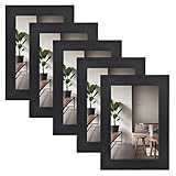 Alishomtll Bilderrahmen Holz MDF 10x15 cm Vintage 5er Set Fotorahmen Holzrahmen Rahmen Schwarz für Mehrere B