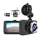 Dash Cam Auto-Front- und Heckkamera, Dual Lens Drive Recorder mit SD-Karte, 1080P Full HD, 3,0-Zoll-Bildschirm, Schleifenaufnahme, G-Sensor, WDR, Nachtsicht, Bewegungserkennung, 170 ° Weitwink