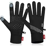 Winter Thermo Handschuhe Herren Damen Warme Winddichte rutschfeste Touchscreen Leichte Sport Laufen Joggen Fahrrad Radfahren Outdoor Schwarz (M, ST03)