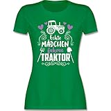 Fahrzeuge Fahrrad Bagger und Co. - Echte Mädchen Fahren Traktor - weiß - S - Grün - Statement - L191 - Tailliertes Tshirt für Damen und Frauen T-S