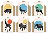 48 künstlerische und minimalistische Blanko-Grußkarten, komplett aus recycelten Materialien (Tiere)