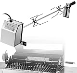 spaire Elektrischer Drehspieß 80-107cm, verstellbares Edelstahl-Grillspieß-Set, Motor 220-240V, 2-3 U/min, Belastbarkeit 10 kg, für Universal-Gasgrill, Barbecue-Grill und Elektrog