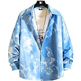 Xenwang Four Seasons Herren Jacke Jacke Mode Lässig Langarm Hemd mit Persönlichkeit Bedruckt Bequem Und Vielseitig XXL