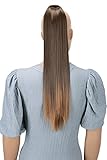 PRETTYSHOP 60cm Haarteil Zopf Pferdeschwanz Haarverlängerung Glatt Braun Mix HCK18