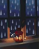 DIY-Malerei nach Zahlen für Erwachsene und Kinder,Nachts Regen am Fenster Vorgedruckte Leinwand-Ölgemälde-Kits, Wohnkultur 50x70