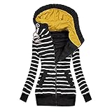 Longpullover für Damen Kapuze Übergangsjacke Leicht Parka Outdoorjacke mit Einstellbarer Kordelzug Mäntel Winddichte Kapuzenjacke Reißverschluss Sweatshirt Casual Langarm Kapuzenp