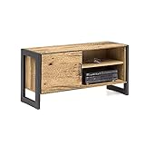 roominado TV-Kommode Janne 117,5x60,5x40cm Balkeneiche furniert 1 Tür 2 offene Fächer NEU