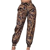 Jogginghose Damen Trainingshose Damen Frühling und Herbst Winter Casual Fashion Print Hohe Taille Kordelzug Warme Lose Hosen Damen Sporthose Sweatpants Haremshose Yoga-Hose W